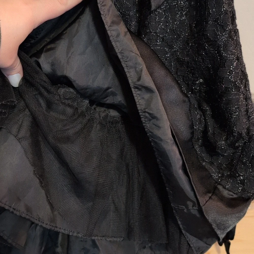 PLACE Solid Black Mixed Media Dress For Special Occasions